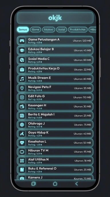 Tampilan katalog aplikasi okjk