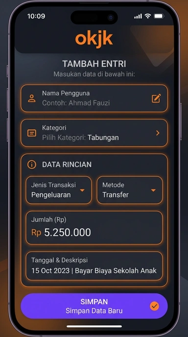 Tampilan halaman daftar okjk